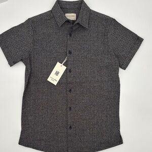 Hudson & Barrow Woven Black Short Sleeve Shirt, Size Small